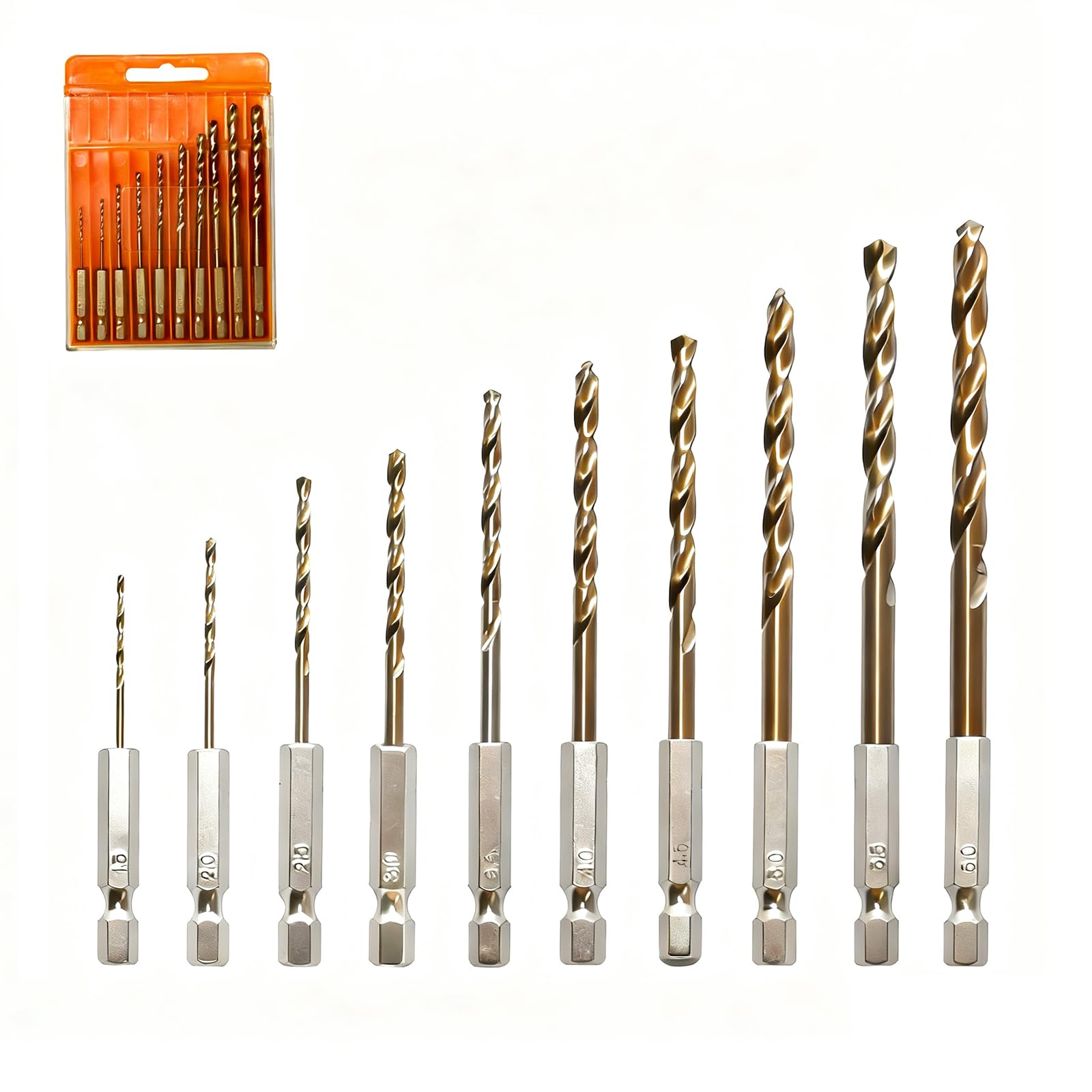 10 Piezas Juego de Brocas Metal Kobalt M35 HSS con Vástago Hexagonal para Metal (Ø1,5-6,0 mm) Brocas Hormigon para Acero Inoxidable, Metales Duros, Acero, Hierro con Caja de Almacenamiento