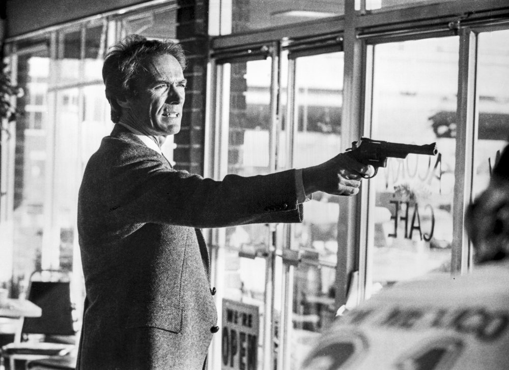 Clint Eastwood Pointing Pistol in Tuxedo Photo Print (10 x 8)