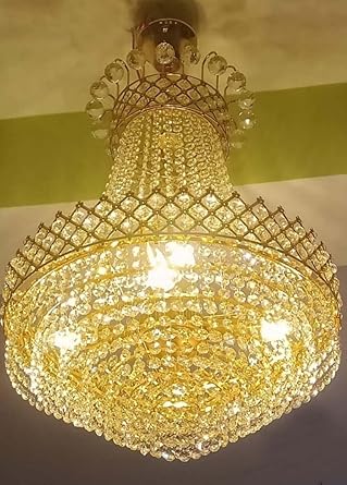 SHRI MAHAL ANTIQUES LED Crystal Big Size Jhumar Lamp for Living Room/Hall
