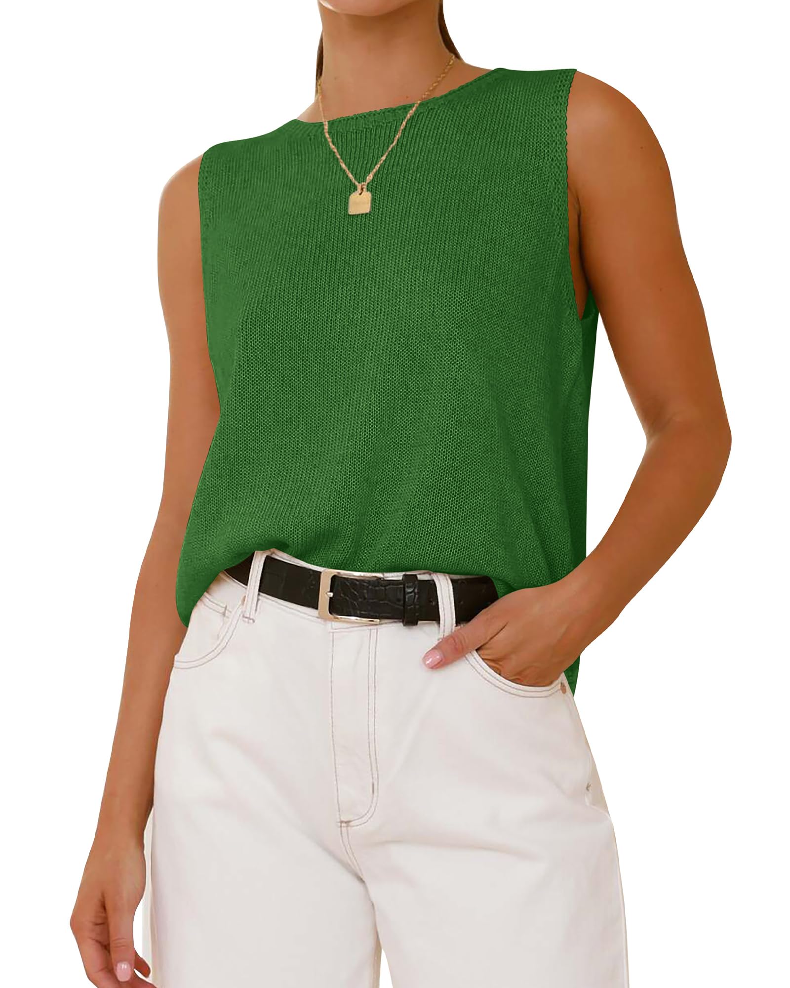 BTFBM Women's Sleeveless Sweater Vest 2026 Summer Crew Neck Ribbed Knit Lightweight Pullover Casual Loose Fit Tank Tops — view 28