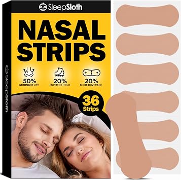 Nasal Strips for Snoring 36 Count, Extra Strength Nose Strips for Breathing, Anti Snoring Nasal Strips for Sleeping, Congestion Relief for Colds & Allergies, Sensitive Skin, Beige