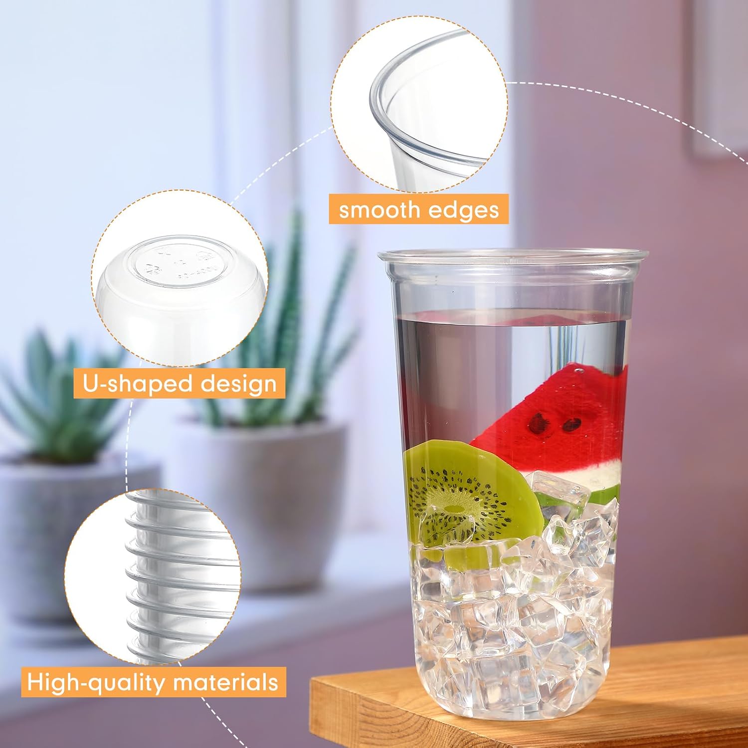 Ziliny 50 Pcs 20oz Disposable Stemless Glasses Crystal Plastic Wine Glasses Clear Classic Pet Cup for Meeting Weddings Birthdays Cocktail Christmas Party Supplies(Clear) image 4