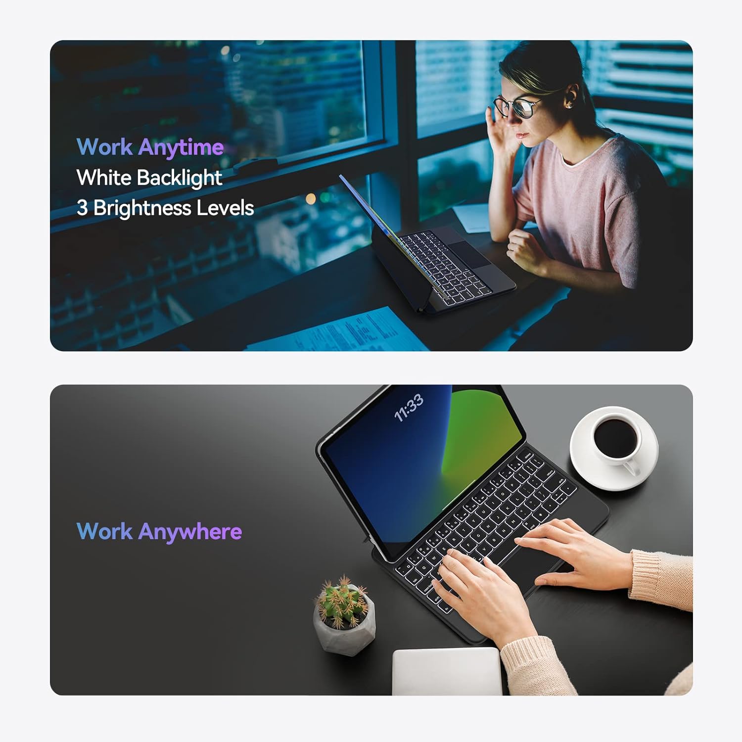 AUSDOM iPad Air 11 inch Case with Keyboard (M3/M2, 2025/2024) & iPad Pro 11 inch(1st/2nd/3rd/4th Generation), Magnetic Keyboard Case with Multi-Touch Trackpad, Easy-Set Floating Cantilever Stand