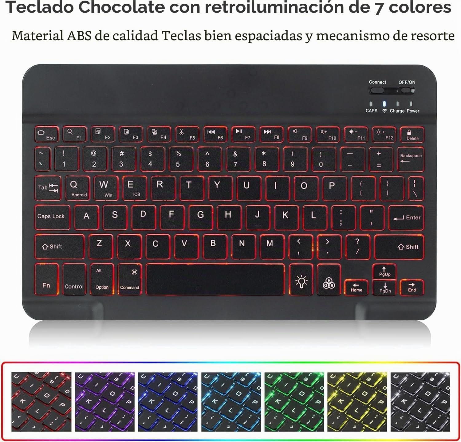 Funda con Teclado para Samsung Galaxy Tab S10 Fe+ Plus 13,1" 2025 Modelo (SM-X620/X626), Teclado Español Ñ Extraíble con Retroiluminación 7 Colores, Soporte para S Pen Y Ratón,Negro