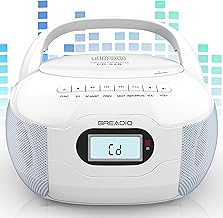 Greadio Boombox CD Player, Portable FM Radio CD Player with Bluetooth 5.1, LCD Display, AC Cord/Dry Battery Operation, TF/...