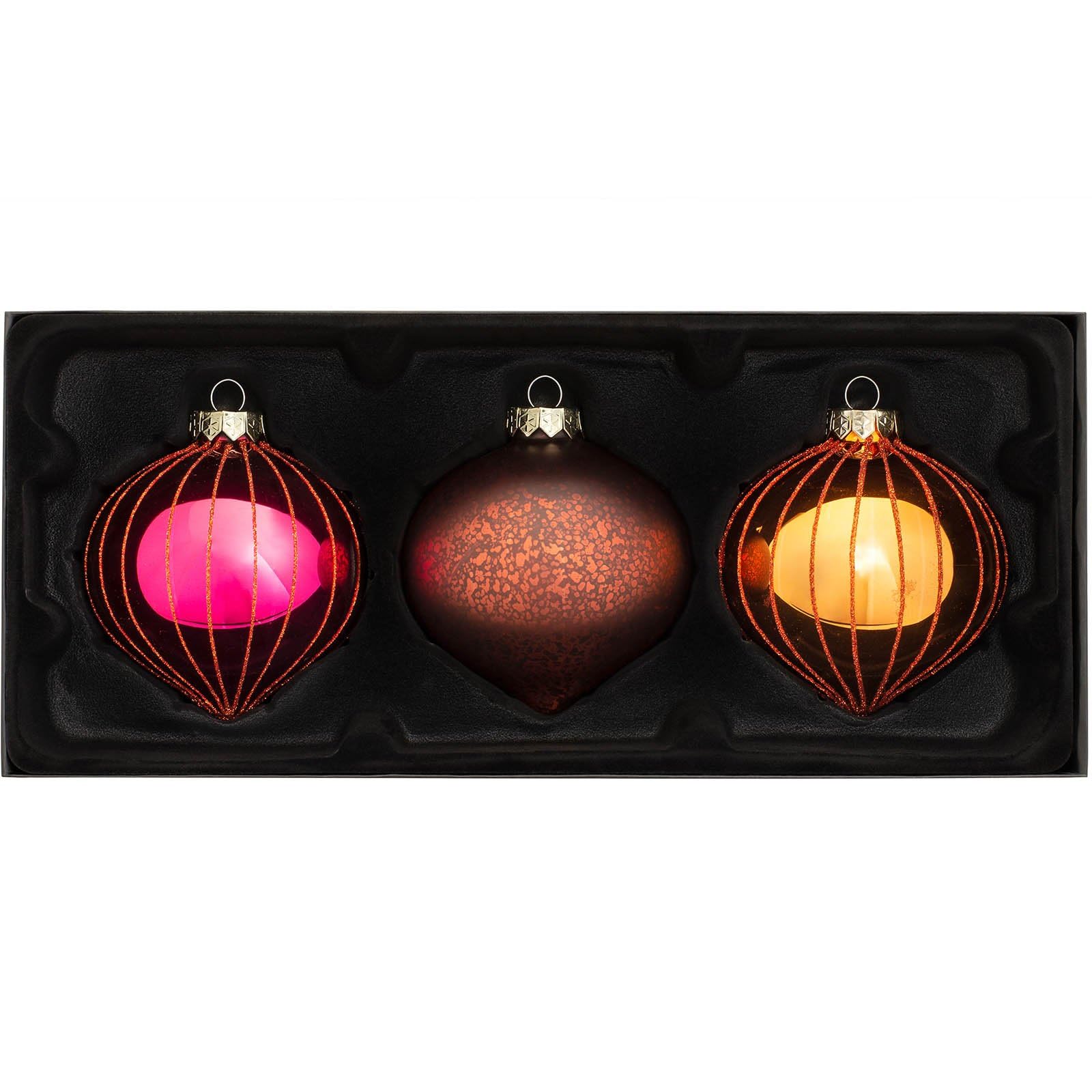 WeRChristmas Glass Baubles, Copper, 3-Piece