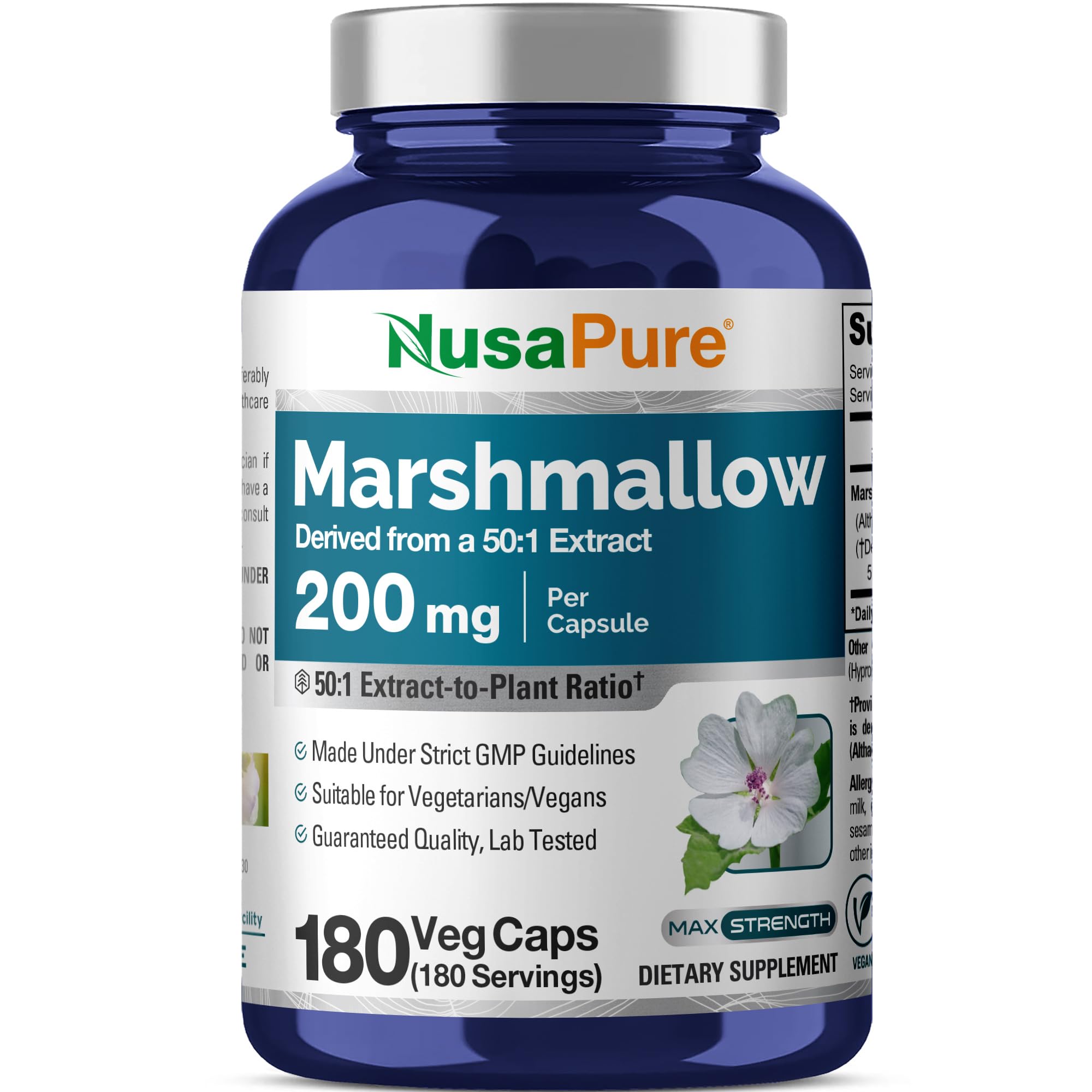 Marshmallow Root, Non-GMO, Vegan, 200mg, 180 Veg Capsules - 180 Servings