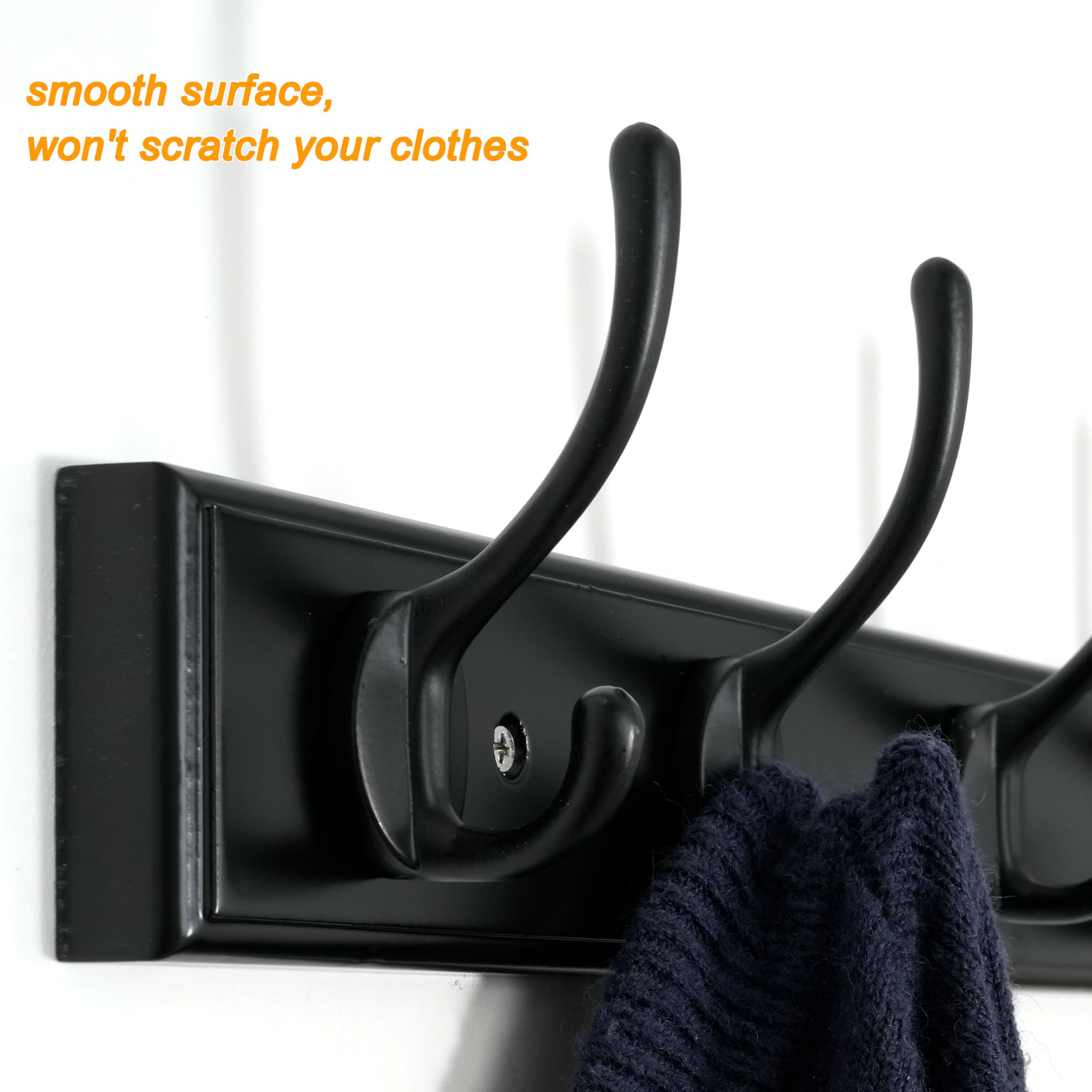 WEBI Percheros Pared,97cm Largo Percha Pared con 10 Ganchos,Colgador Pared Para Abrigos,Chaqueta,Negro,Paquete de 2