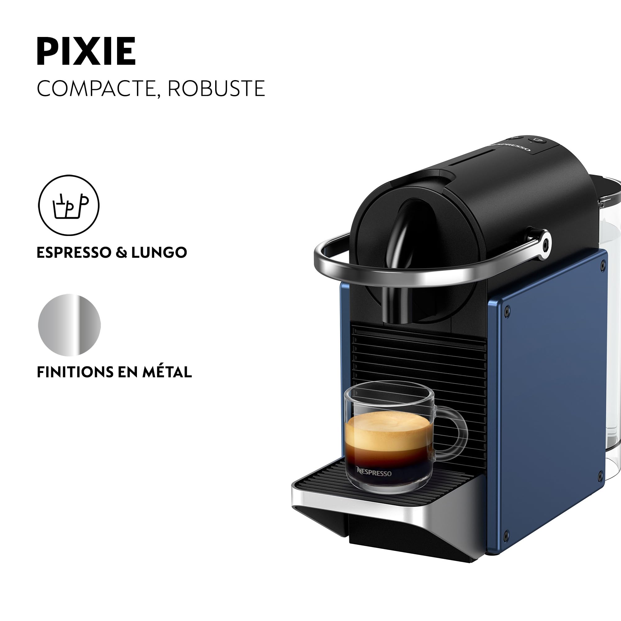 Machine à Café Nespresso Pixie - Gris Métal - Précharge 25s (2 Tailles)