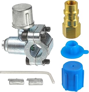 R12 to R134A Bullet Piercing Valve Kit with Dust Cap Converts Fit 7/16 Inch Low Side Port BPV-31 Bullet Piercing Tap Valve universal refrigerator card sleeves