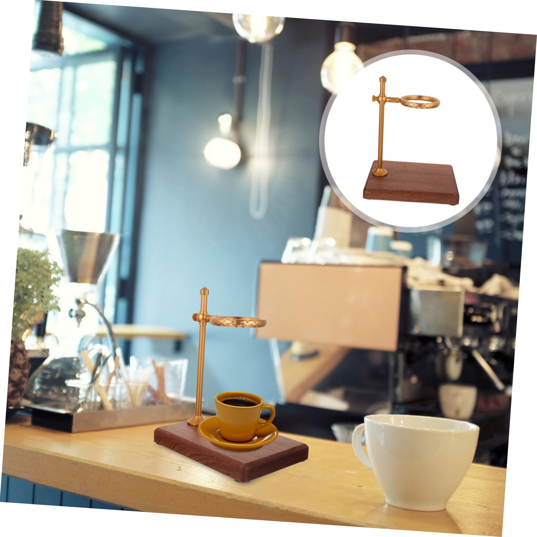 DOITOOL Madera Soporte de Aluminio Filtro Aleación Café Maciza y Ajustable, y Base Estable para Uso en Hogar