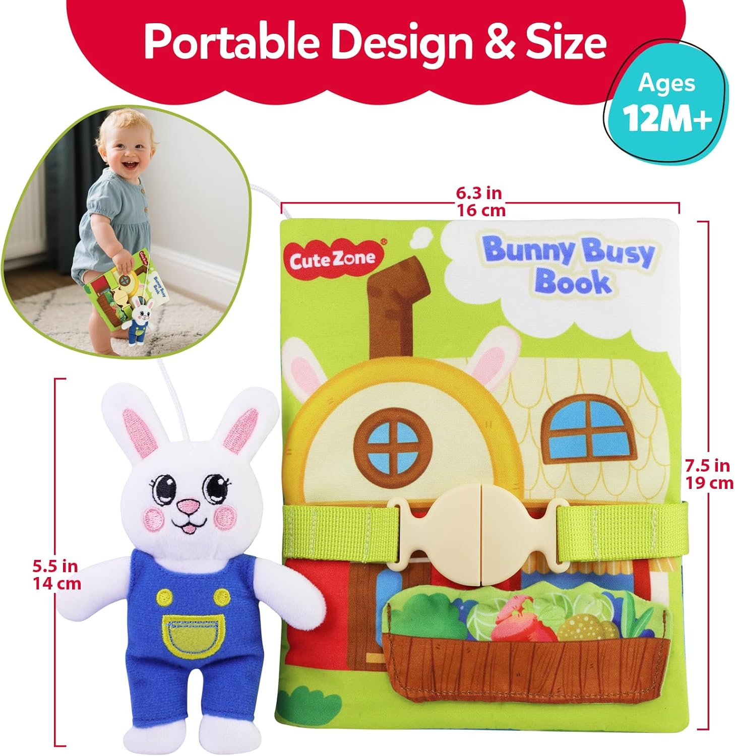 Busy Book for Toddlers 1-3 - Montessori Busy Book for 1  Year Old, Toddler Busy Board with 12 Activities, Interactive Activity Books Gift for 1 2 Year Old Boys and Girls