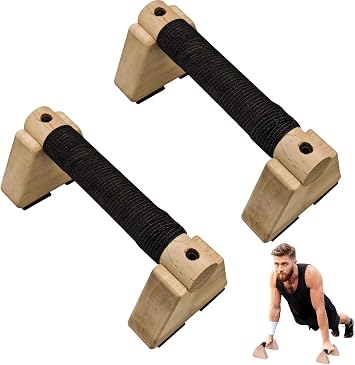 Wooden Parallettes Bars Pair of 20CM Solid Wood Push Up Bars for Calisthenics, Handstand Training & Strength Workouts, Non-Slip Base Handstand Blocks & Pushup Handles for Home Gym Fitness