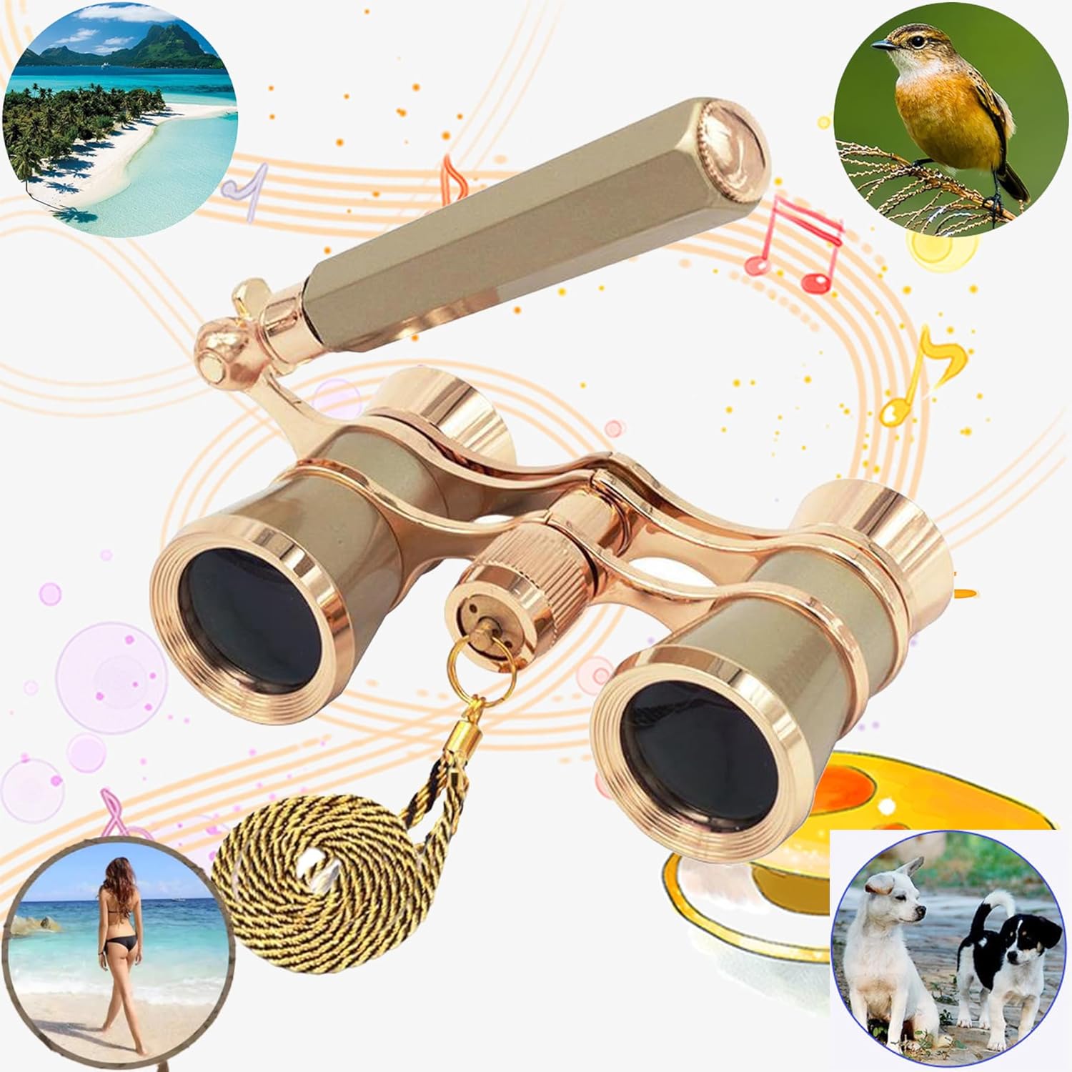 Yourelexit® Opera Glasses Binoculars 3X25 Lorgnette Theater Glasses Optical BK9 Mini Compact Lightweight Built-in Foldable Adjustable Handle Vintage for Adults Women Men in Musical Concert Cinema