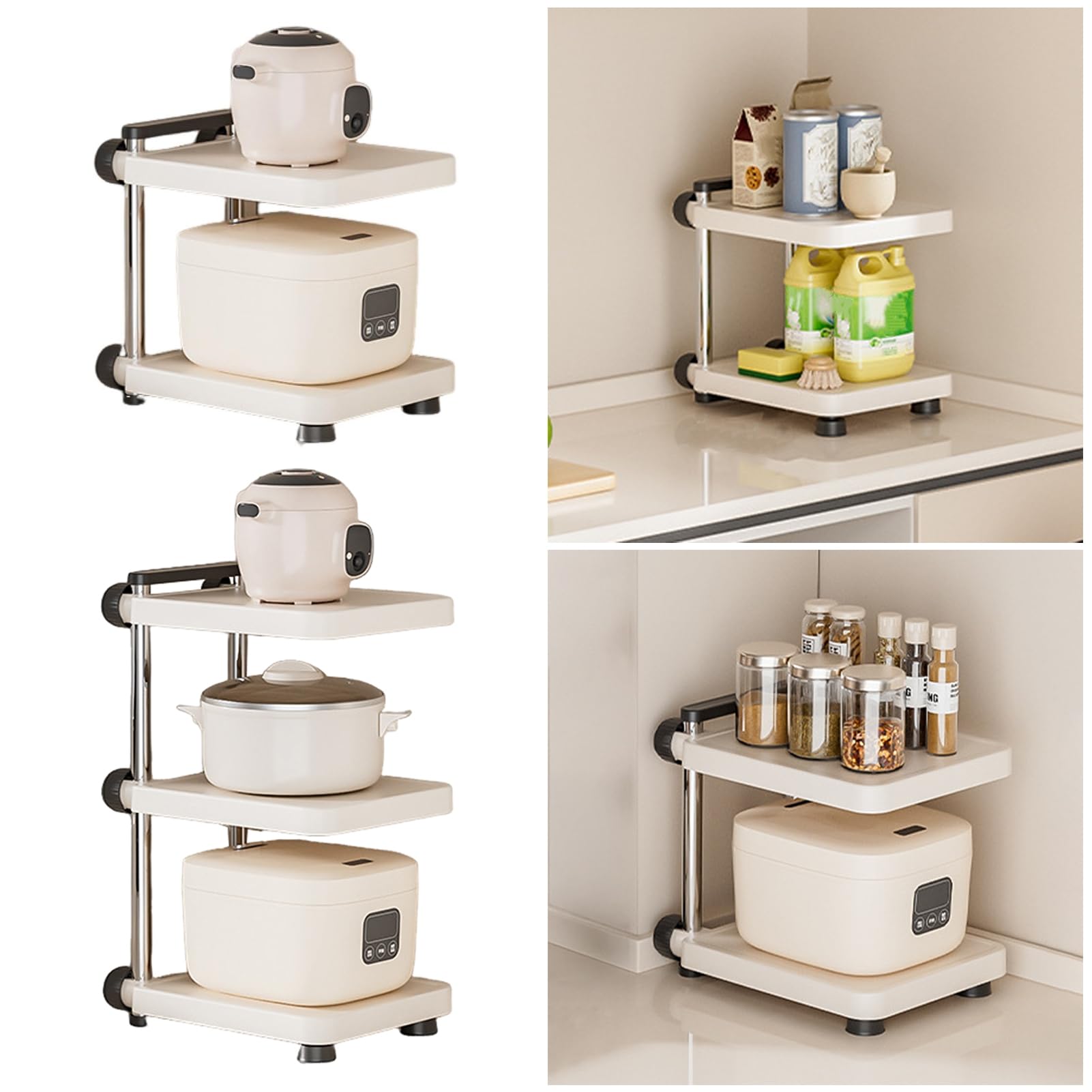 Stojak do przechowywania w kuchni mocny nośny regulowany design wielofunkcyjny wielowarstwowy stojak do przechowywania garnków organizer na naczynia