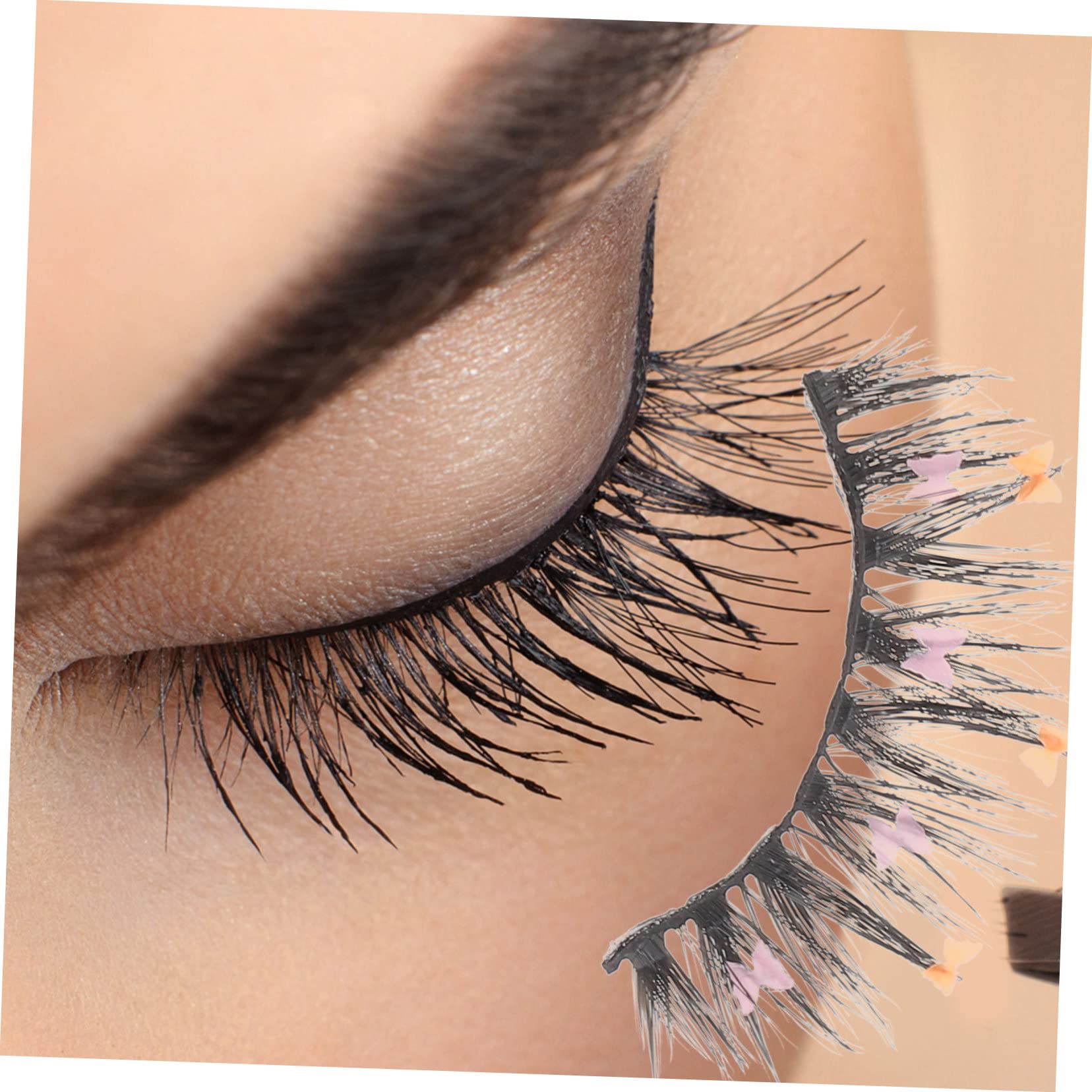 FRCOLOR 20paare Fluffige Glitzer-wimpern Mit Schmetterlingsdesign Farbige Pailletten-falschwimpern Für Auffällige Augenblicke Für Festivals Und Besondere Anlässe