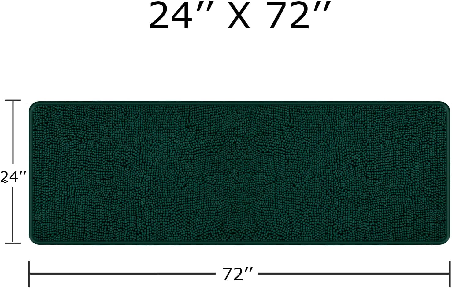 Yeaban Bathroom Runner Rugs 24"x72" Non Slip – Thick Chenille Long Bath Mat | Absorbent and Washable Extra Large Bath Rug, Plush Runner Rug for Bathroom, Shower, Sink(Dark Teal)