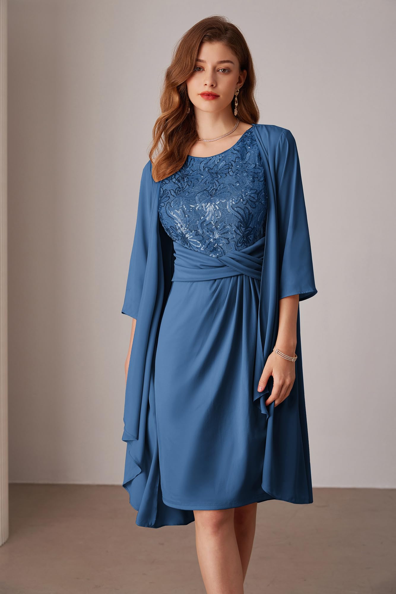 GRACE KARIN Ensemble 2 Pièces pour Femme Robe À Paillettes + Cardigan en Mousseline De Soie À Manches 3/4