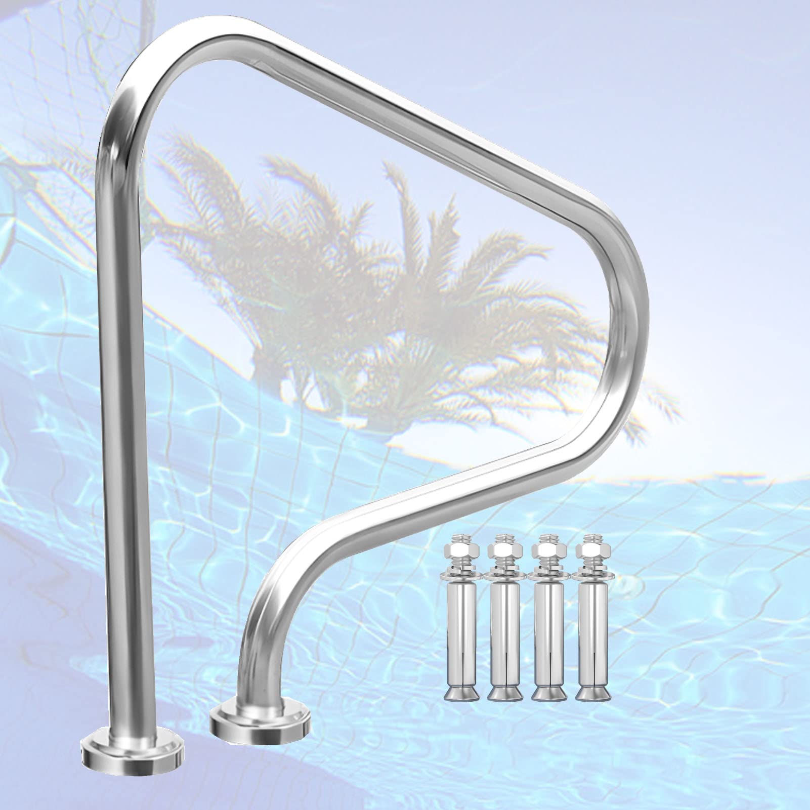 Sdgeryeeg One Color Handrail， Pool Handrail,Safety Hand Rail, Stair Rated 250Lbs Load, Handrail/32X39 Inch