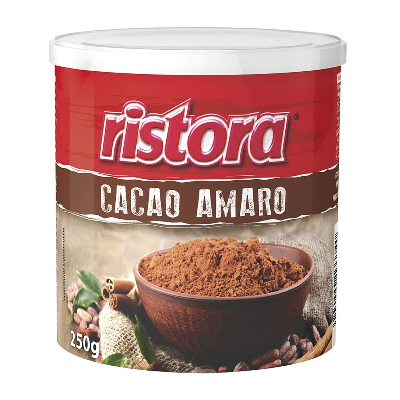 12x Ristora Cacao Amaro in polvere Ungesüßtes Kakaopulver bitterer Geschmack Gluten-frei Schokolade 250g