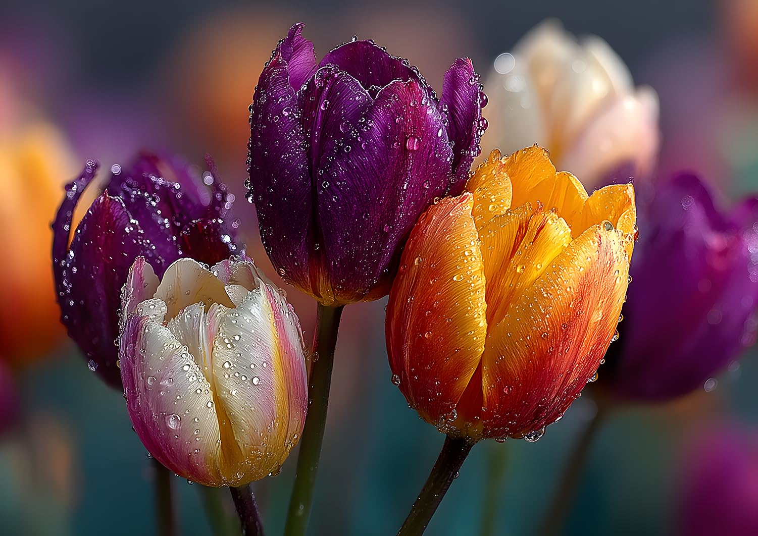 Yunlus Jigsaw Puzzles for Adults 1000 Pieces Impossible Hard Difficult Challenging Puzzles for Adults 1000pc Puzzles Tulips Puzzles Dewdrops on Flowers Jigsaw Puzzles 1000 Piece 28 x 20 inch