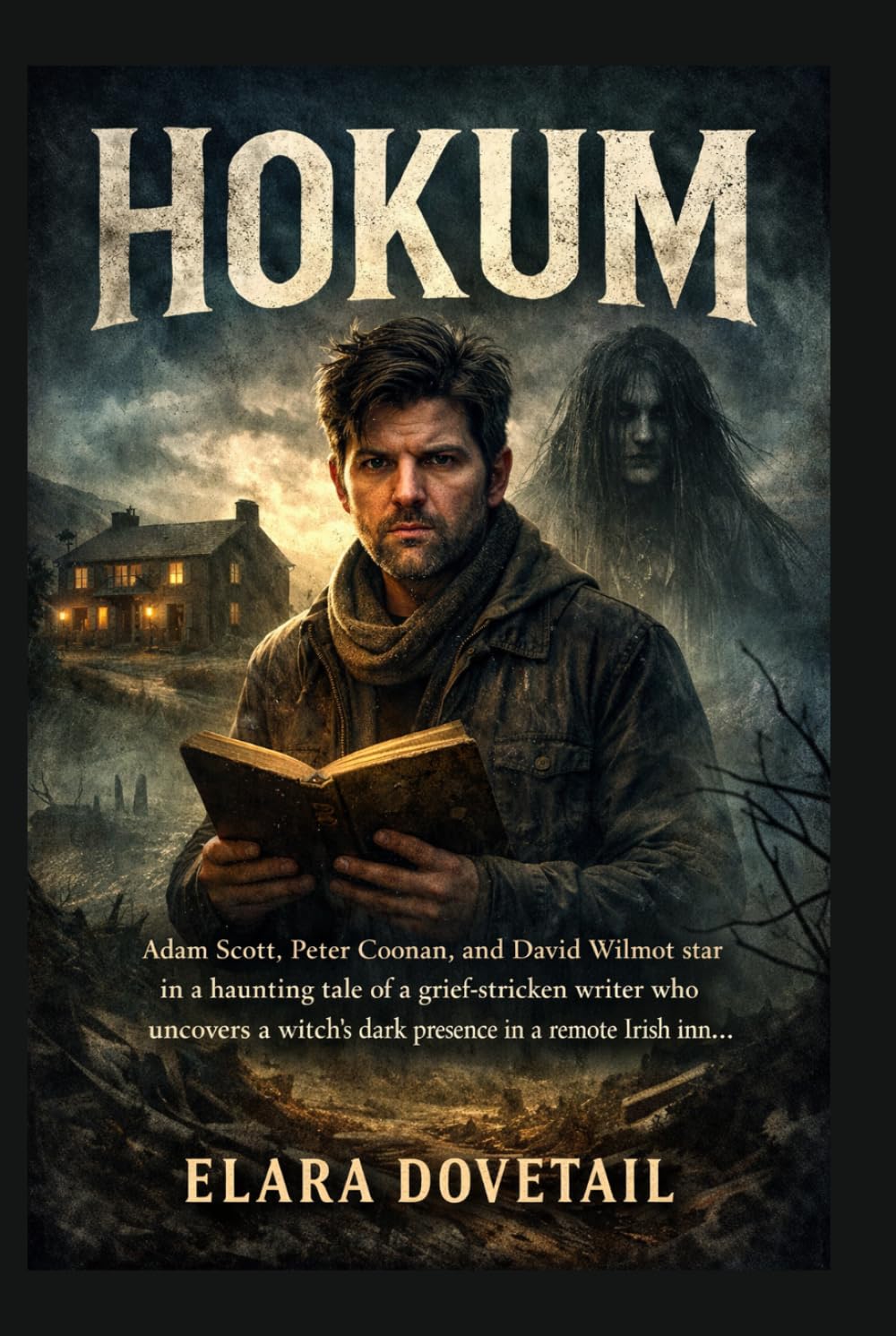 HOKUM: Adam Scott, Peter Coonan, and David Wilmot star in a haunting tale of a grief-stricken writer who uncovers a witch’s dark presence in a remote Irish inn.