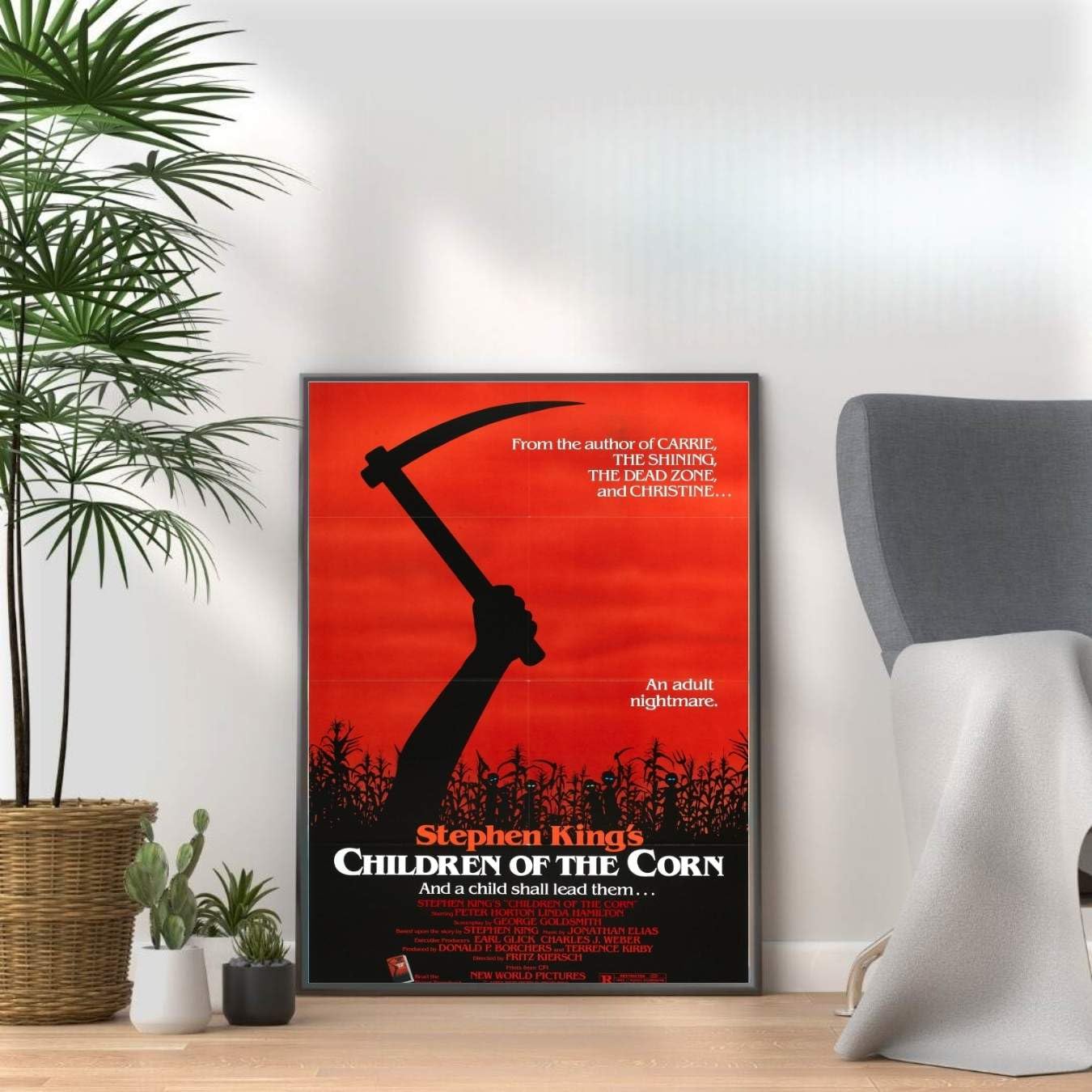 Horror Movie Poster Prints, Scary Film Wall Art, Halloween Decor, Horror Room & Home Cinema Wall Decor (CHILDREN OF THE CORN, A3 Black Framed)