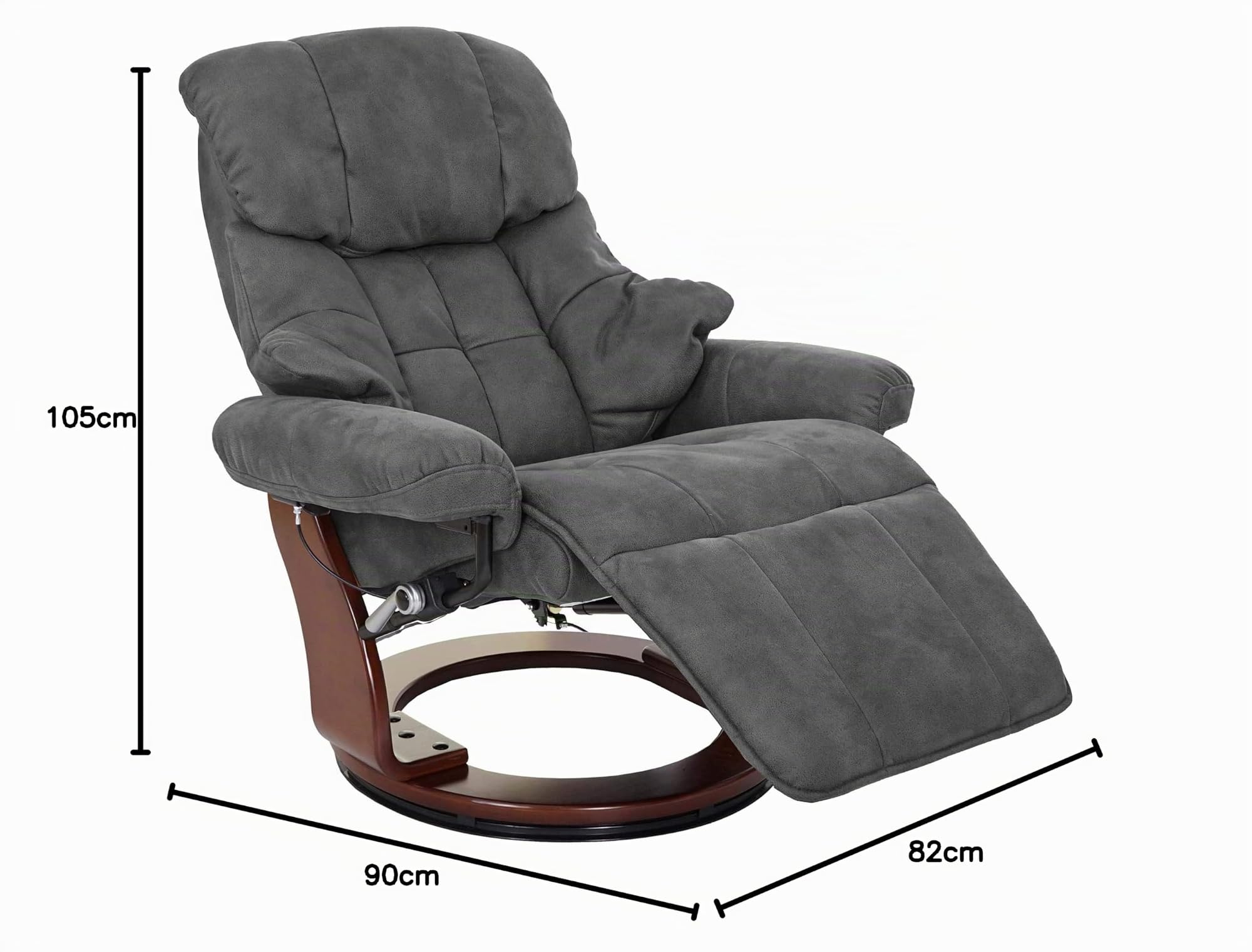 MCA Relaxsessel Calgary 2 - dunkelgrau, Walnuss-Optik | Fernsehsessel, Sessel, Stoff/Textil, 150kg belastbar