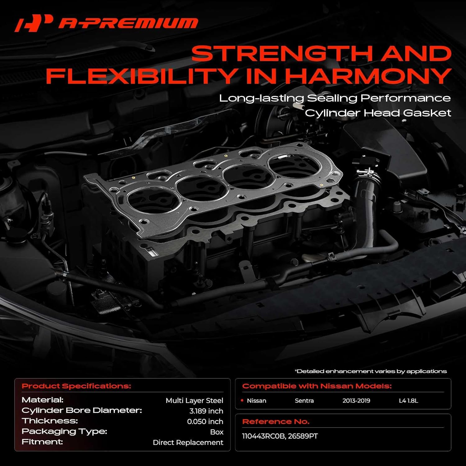 A-Premium L4 1.8L Engine Cylinder Head Gasket Compatible with Nissan Sentra 2013-2019, Multi-Layer Steel