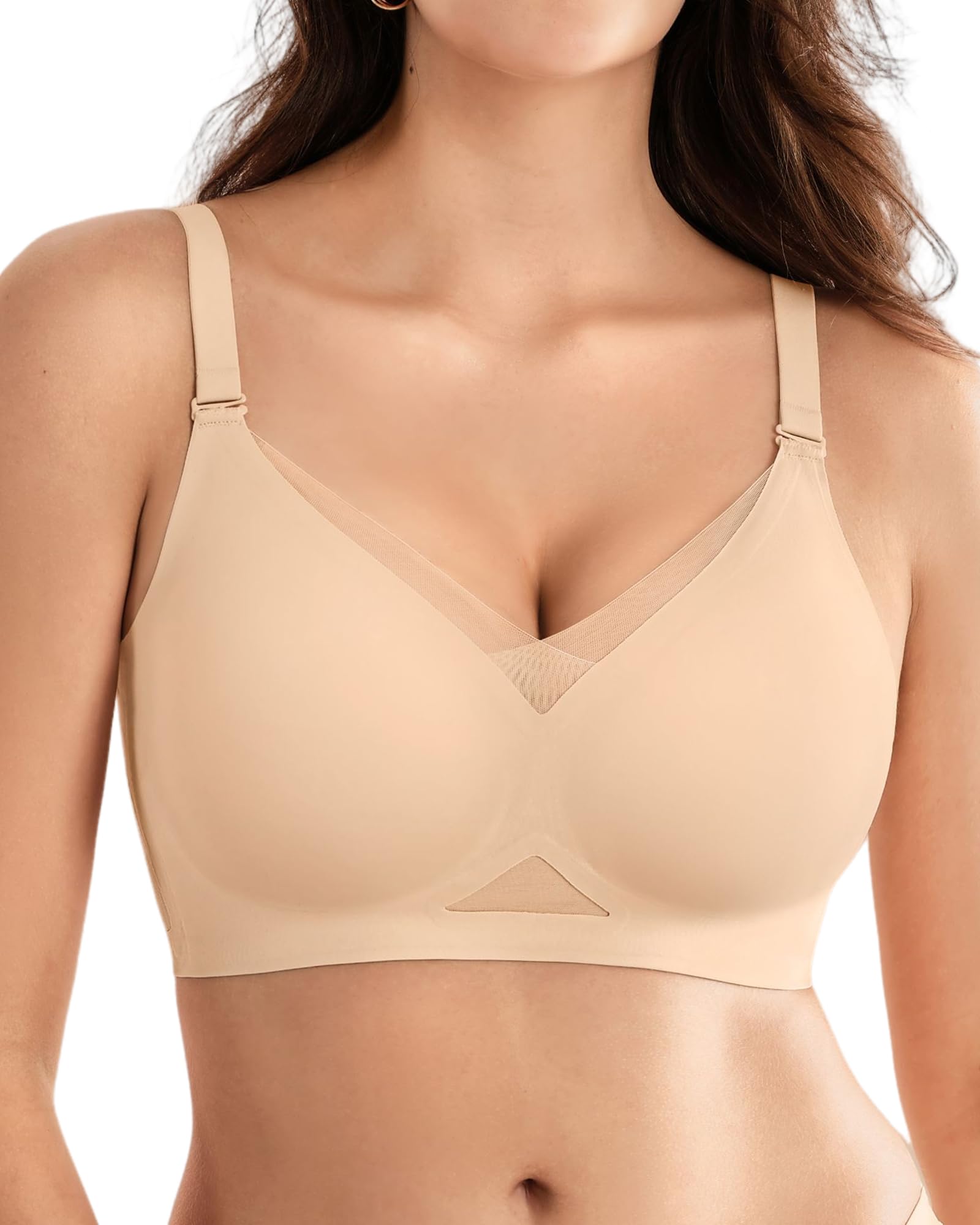 FallSweet Strapless kanten beha dames met beugel bustier zonder bandjes grote maten, beige, 85D
