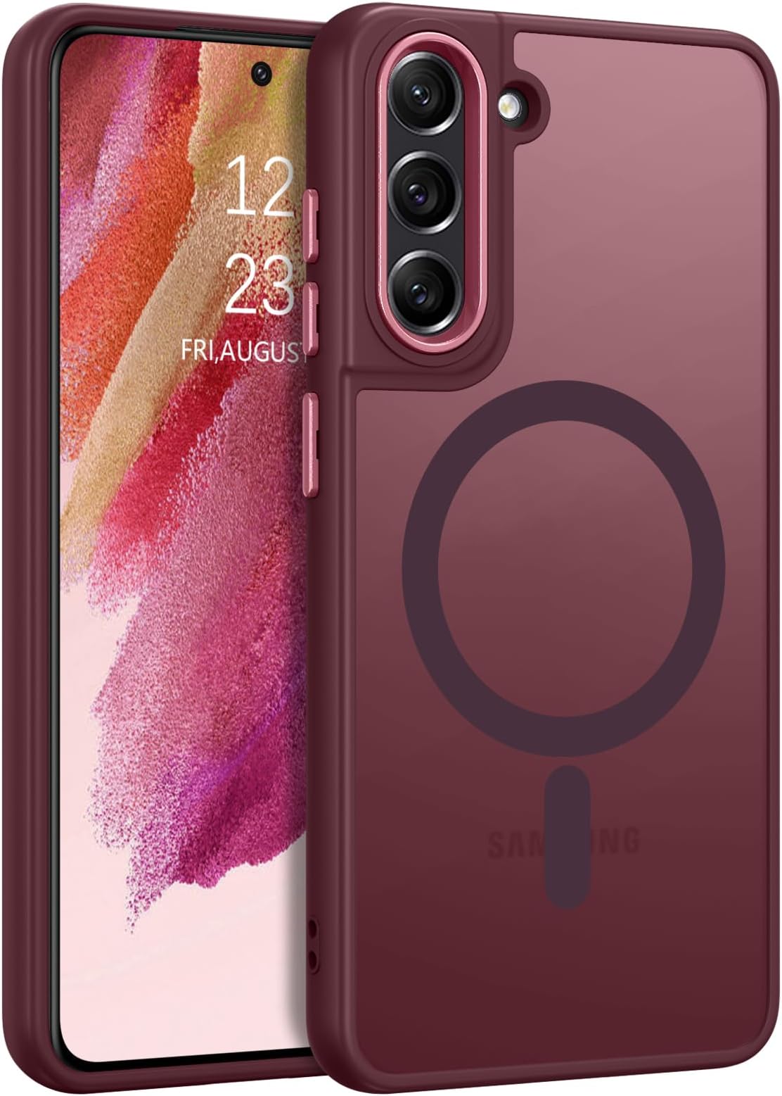 DUEDUE Design for Samsung Galaxy S21 FE Case Magnetic[Compatible with Magsafe], Translucent Matte Back Full Protective Shockproof Cover Anti-Scratch Phone Case for Galaxy S21 FE 5G, Plum