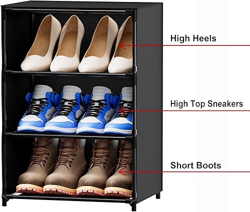 Miniatura 3 de FIDUCIAL HOME 18 pares de zapateros cubiertos de 9 niveles para zapatos, estante organizador de almacenamiento alto y estrecho que ahorra espacio