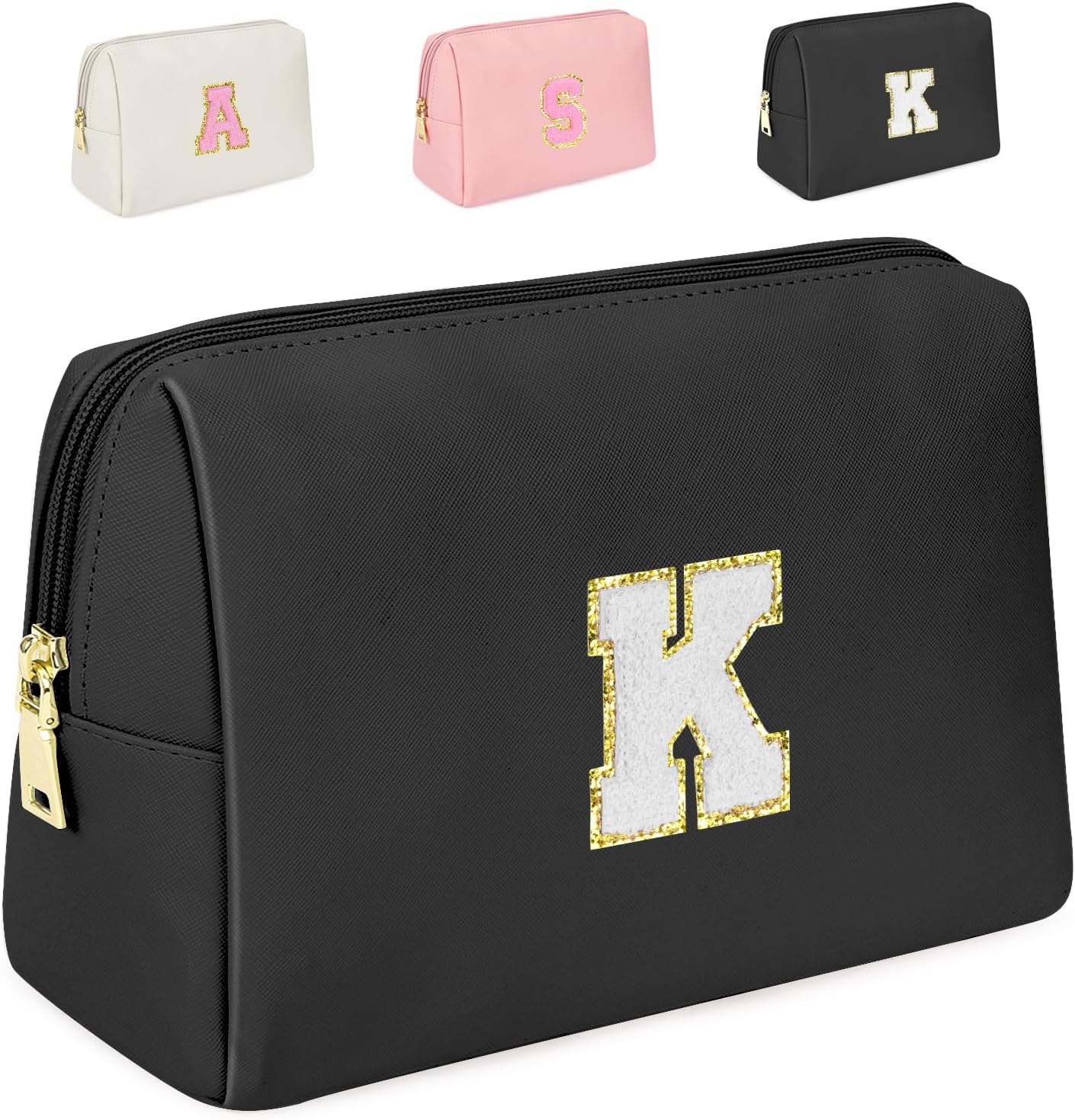 Preppy Makeup Bag, Initials Travel Makeup Bag Personalized