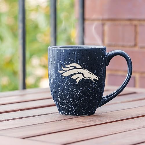 Miniatura 378 de Rico Industries, NFL Football - Taza de café de 16 oz de cerámica moteada, grabada con láser y de color de los equipos de fútbol americano de la NFL