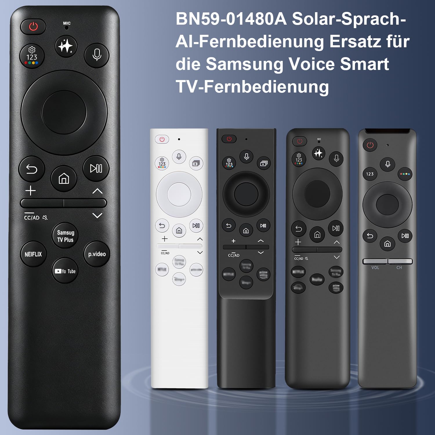 BN59-01480A - Telecomando solare per Samsung TV 2019-2025, controllo vocale | Alimentato a energia solare e ricaricabile tramite USB-C, ecologico e durevole, controllo vocale KI, compatibile con Bixby