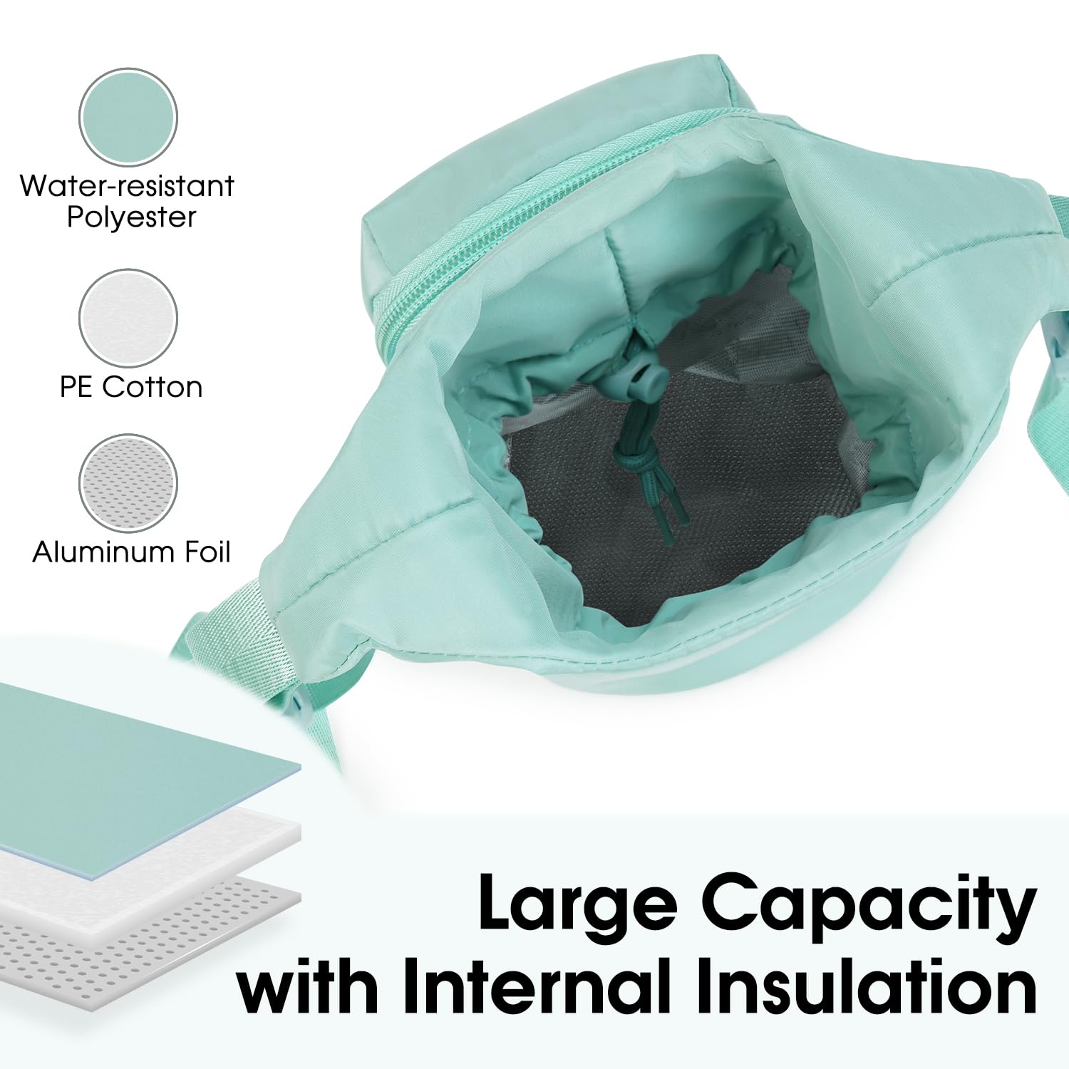 Ceneda Water Bottle Carrier Bag with Phone Pocket 32oz 40oz Tumbler Insulated Water Bottle Holder with Adjustable Shoulder Strap Carrier Sling Bag (Mint Green) - Image 3