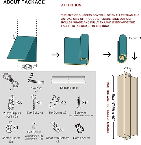 Miniatura 3 de ECOOPTS Persiana enrollable para exteriores, sombra enrollable para patio, porche, patio trasero, glorieta, balcón (4 pies de ancho x 6 pies de