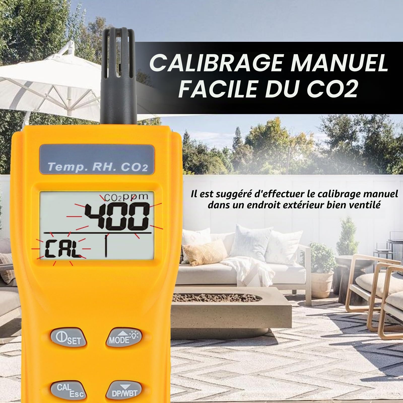 CO2 Meter Air Qualité Moniteur pour Contrôle Les Intérieur Air Qualité, Co2 Détecteur Air Qualité Testeur Mesures Température et Humidité