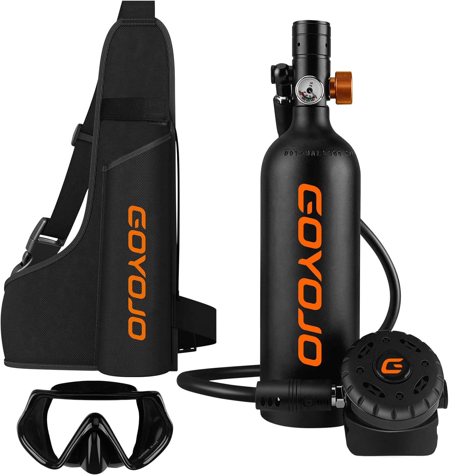 Mini Scuba Tank, Portable Diving Lung Air Tank with DOT Certified, Refillable Emergency Backup Pony Bottle for Snorkeling, Underwater Breathing, Training