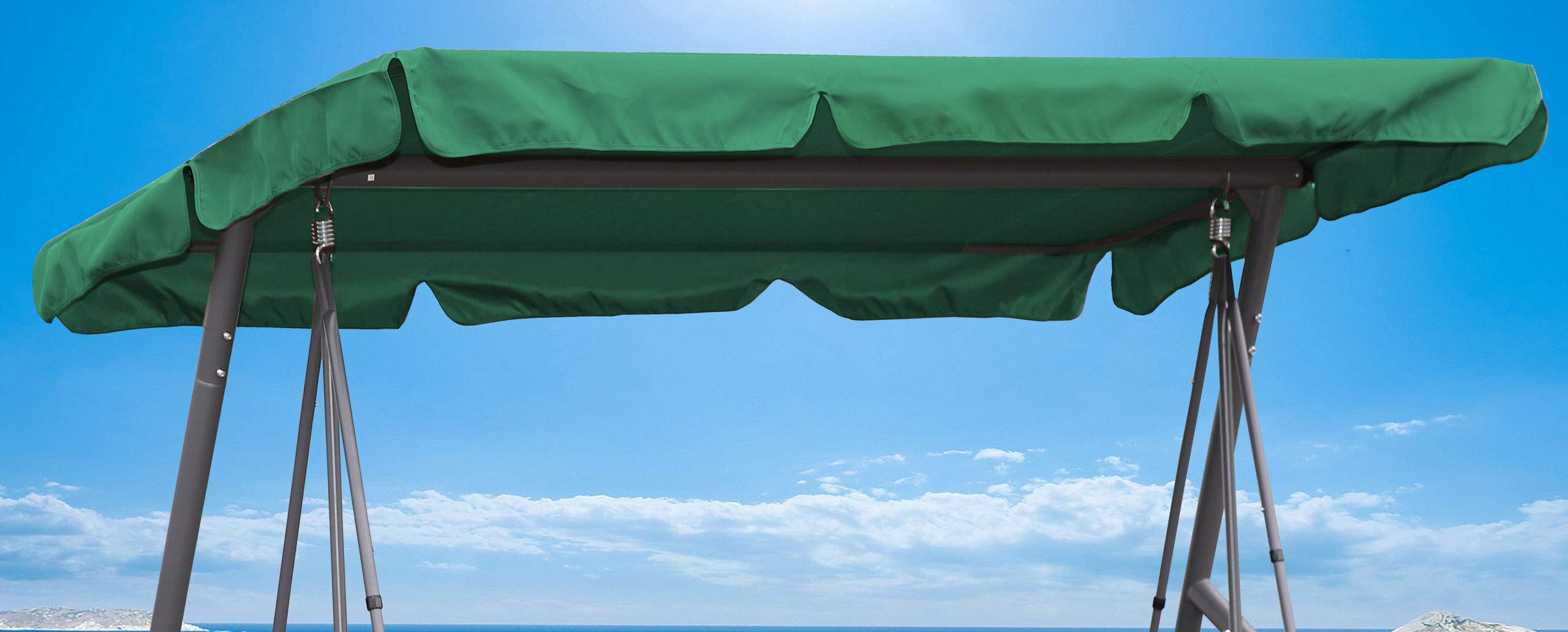 QUICK STAR Toit de Balancelle 200 x 145 cm Vert Impermeable | Toile de Rechange pour Balancelle 3 Places Universelle UV 50