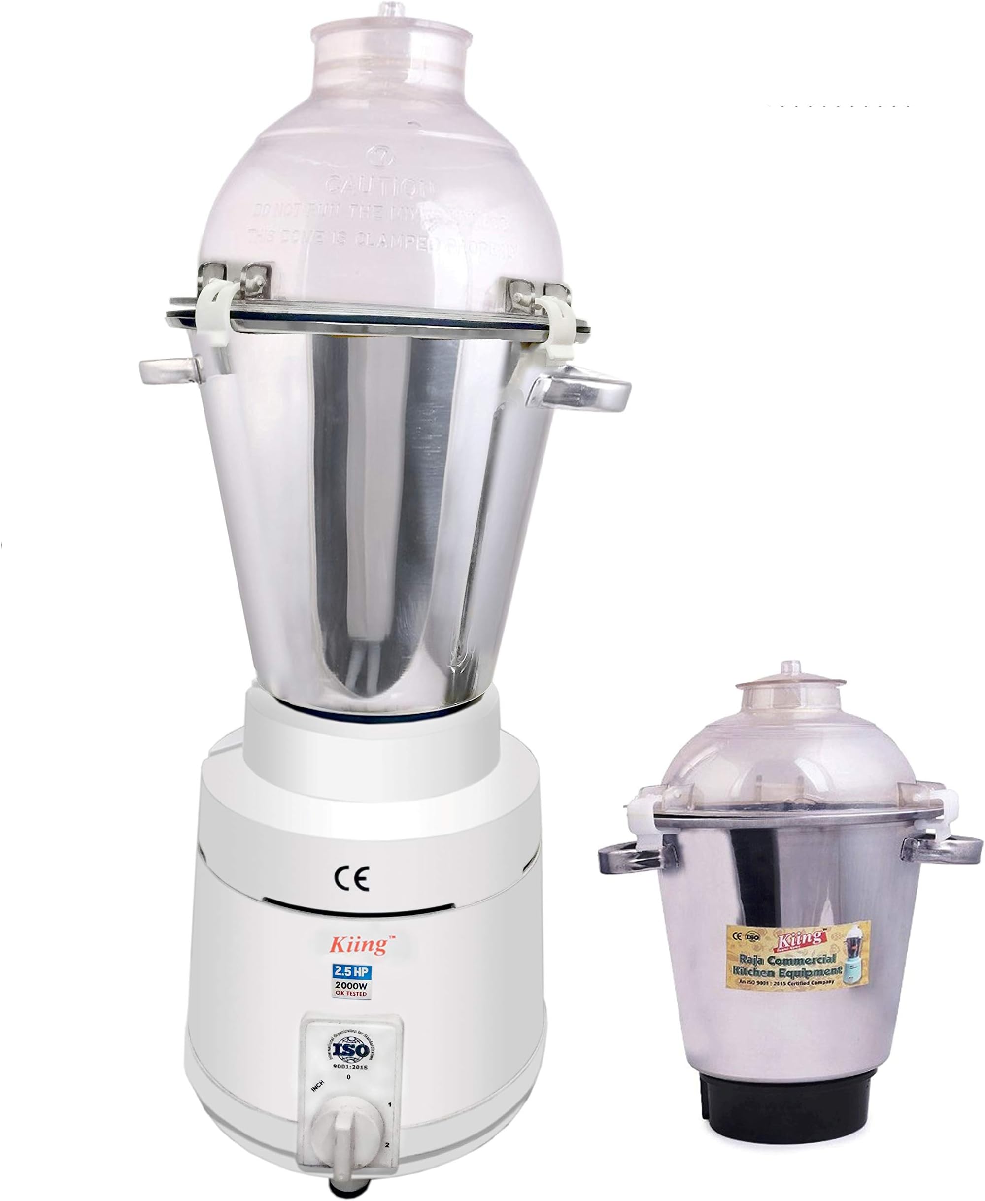 KIING 2.5 hp 2000 Watt Commercial Mixer Grinder with 2 jars in ABS body for hotel and restaurants