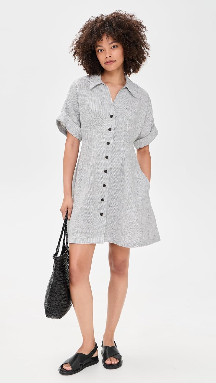 Madewell Women's Pleated Linen Shirt Dress