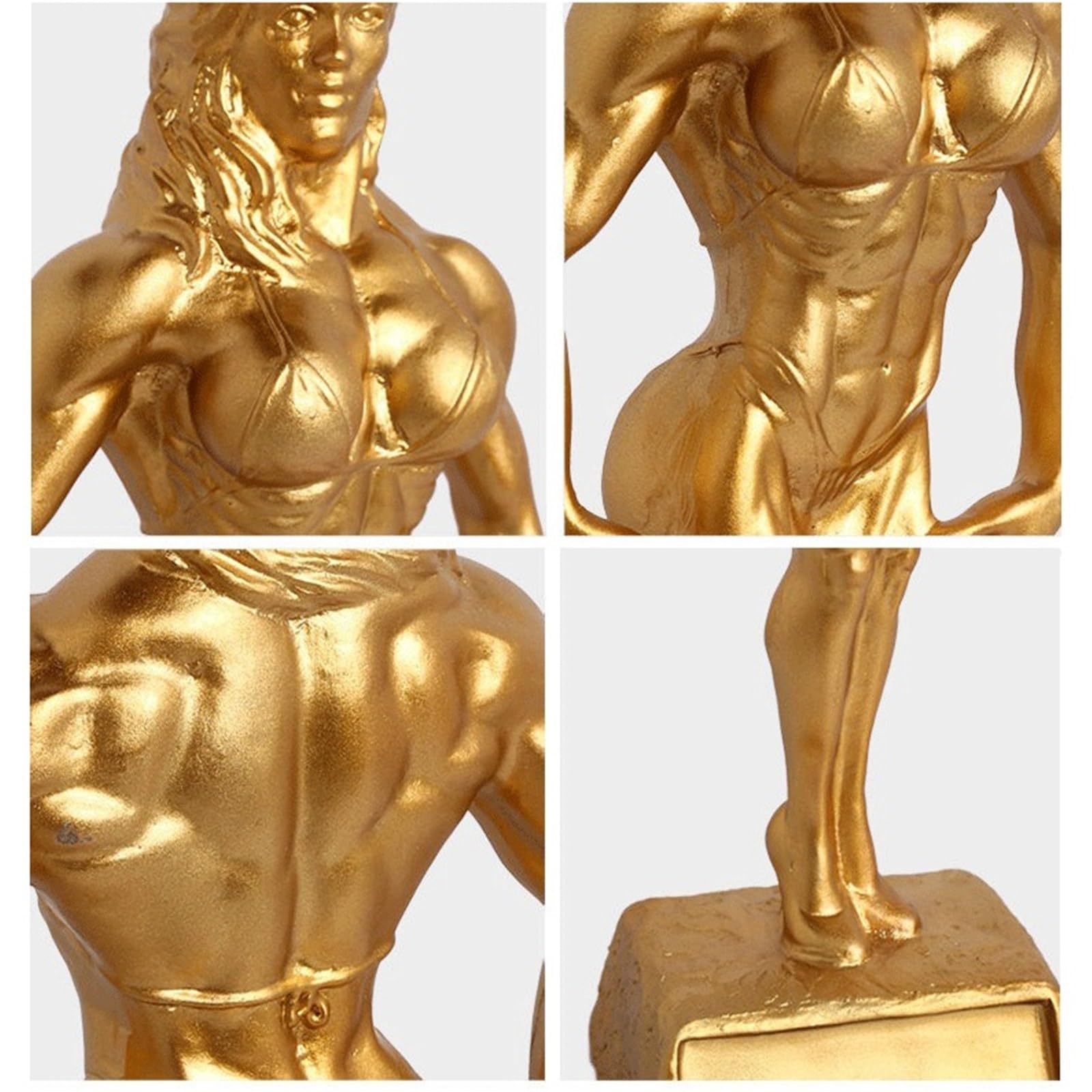 Regalos de inauguración Escultura Deportiva, estatuas artesanales de Fitness, Ornamento, Figura Resina competición, Trofeo Decoración única(Gold)