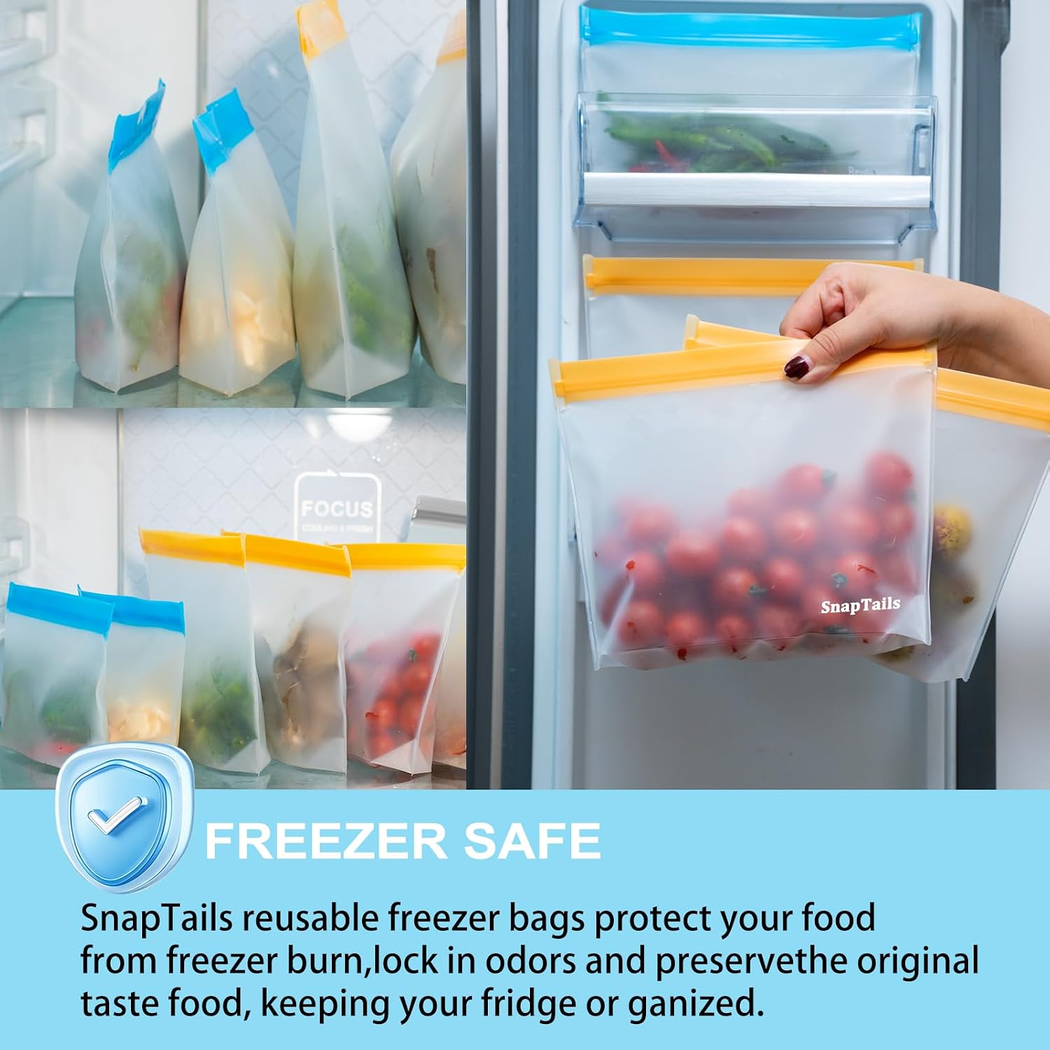 Reusable 10 Pack Freezer Bags Large Food Leakproof Stand Pouches BPA Free Fridge Dishwasher Safe for Cooking Sandwich Batch Meal Prep