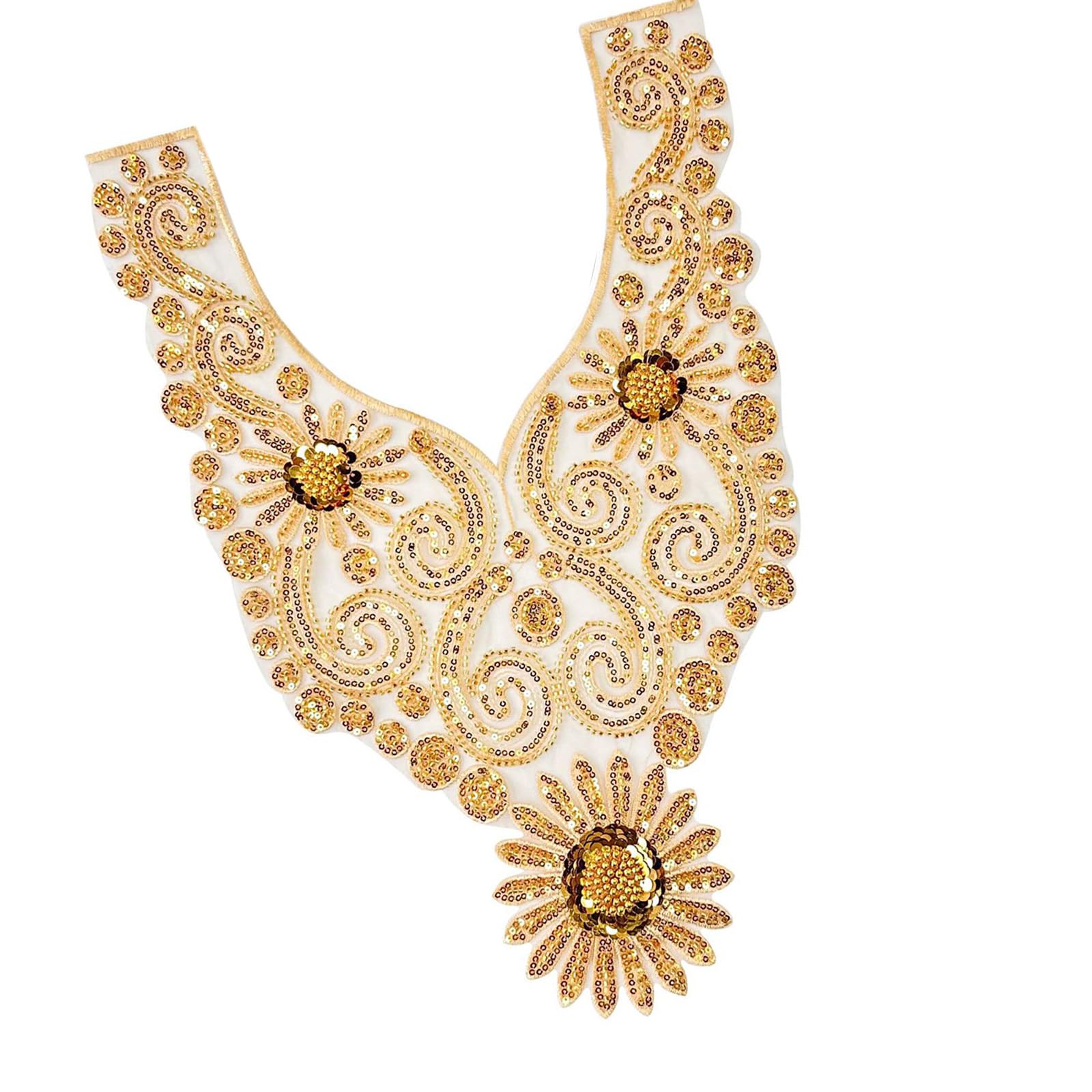 our fave Applique Sew on Collar Patches for Wedding Dress Decoration Embroidery Sequins Beads Sew on Applique Fabric