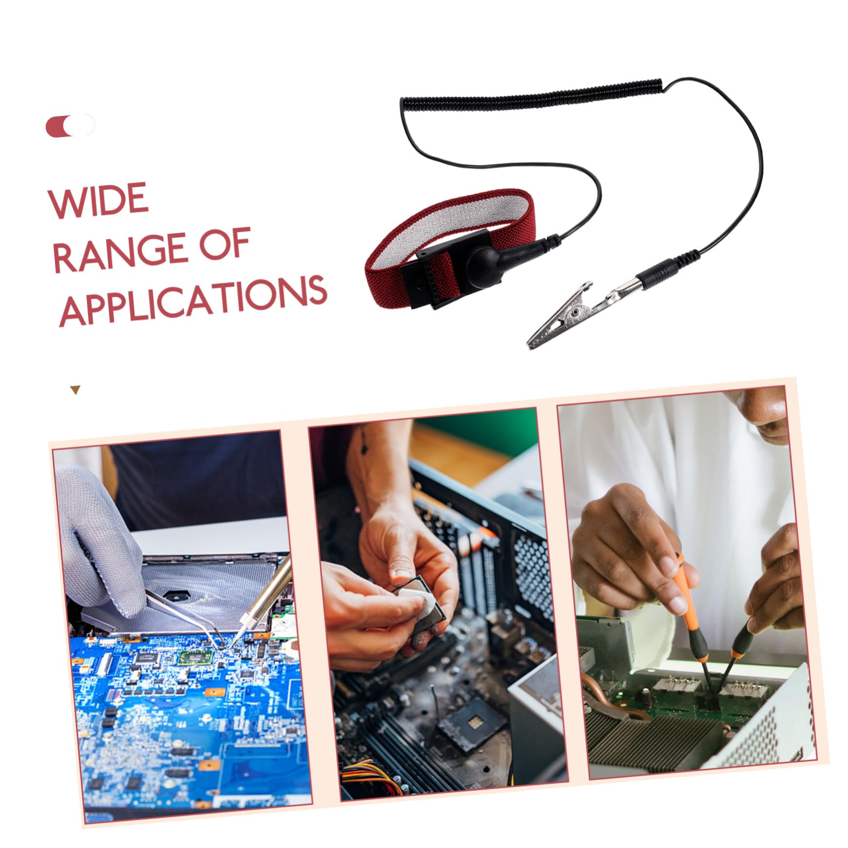 KICHOUSE 5pcs Adjustable Wrist Straps Grounding Wire Anti Static Wristband for Electronics