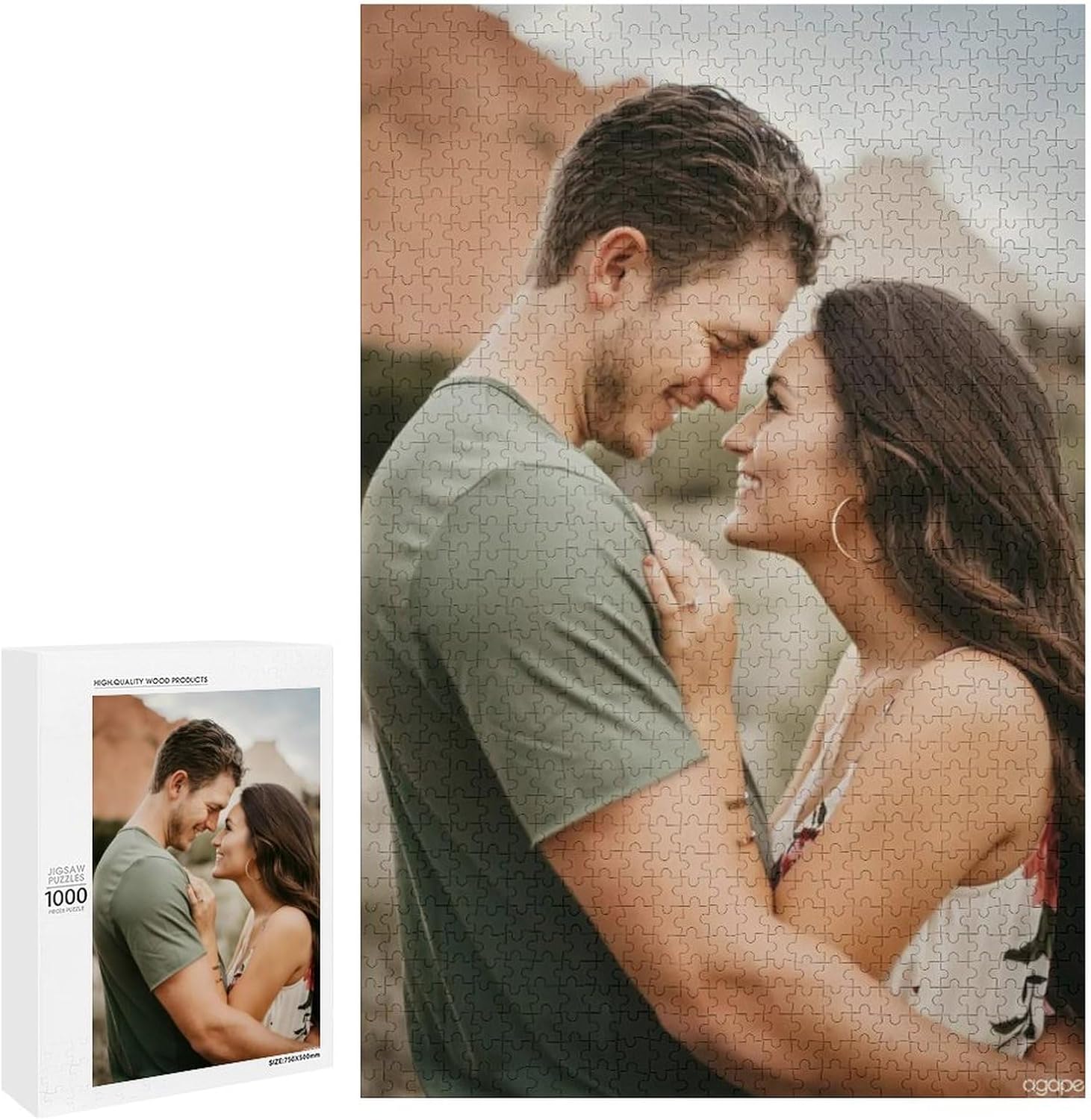 Custom Puzzles from Photo – Personalized Jigsaw Puzzle with Your Picture, 300/500/1000 Pieces – Custom Puzzle Gift for Family, Couples, Wedding, Birthday, Christmas (1000-Vertical)
