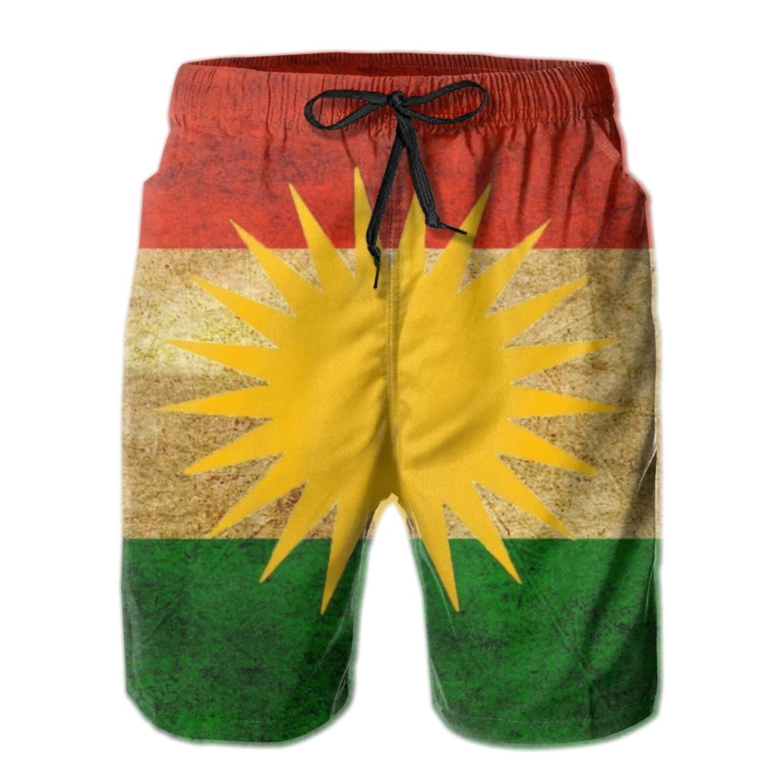 AOOEDM Kurdistan Flag Casual Men Beach Shorts Bathing Suit Swim Trunks