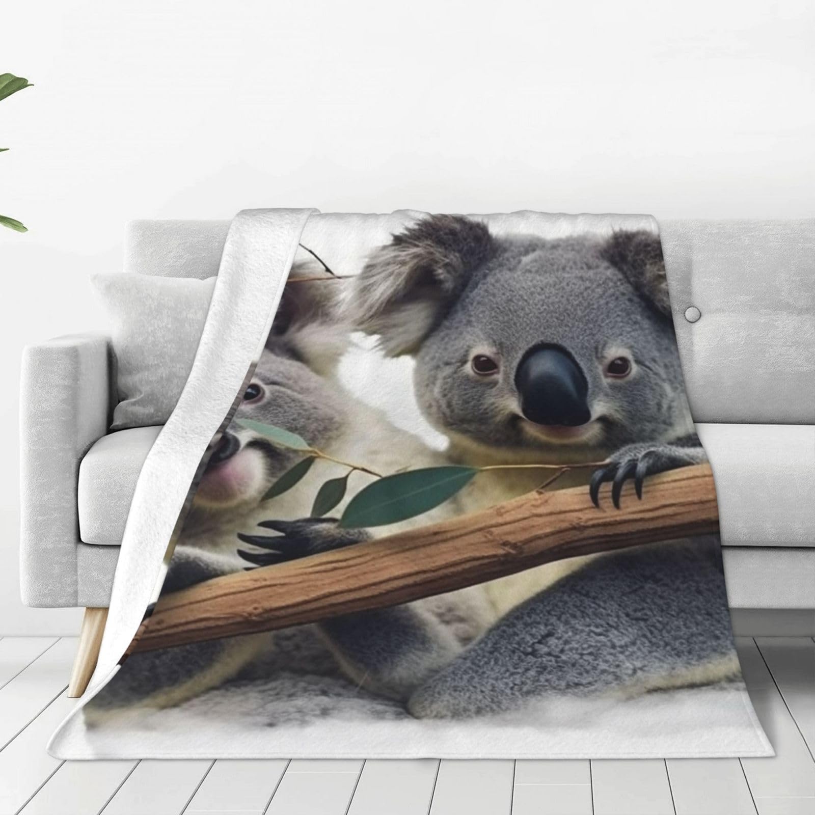 Couverture flanelle chaude plaid koala 203x152 pour salon canapé lit