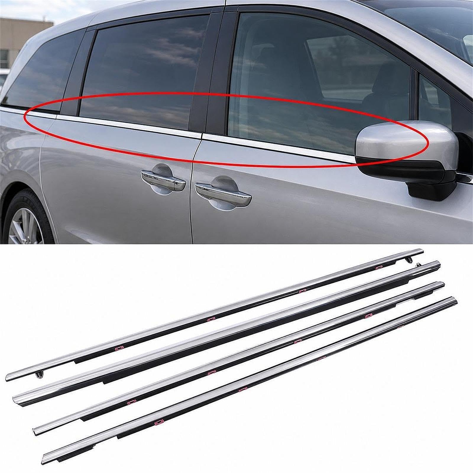 4 Piezas Burlete para Ventana de Coche Cinta Sellado Junta Ventanilla Borde Puerta Tiras a Prueba de Agua Reducción de Ruido Fácil Instalación